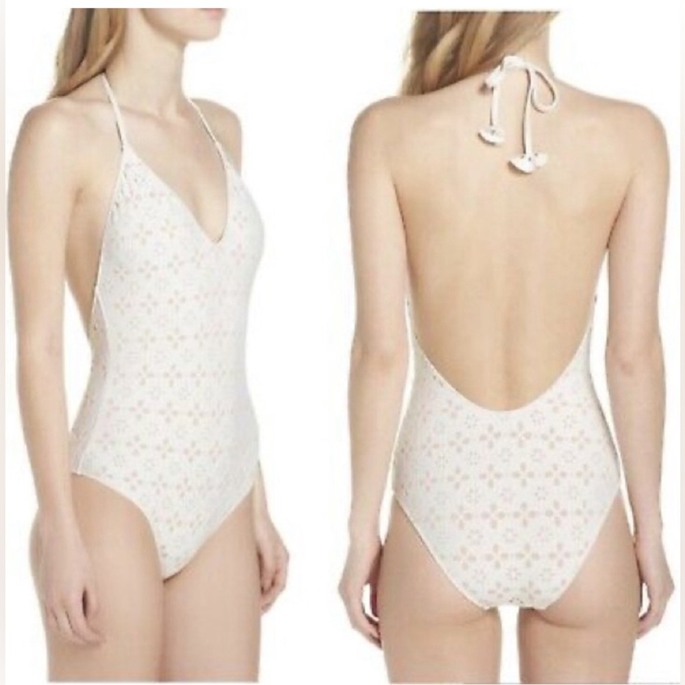 JCREW Laser cut Eyelet halter One piece-4